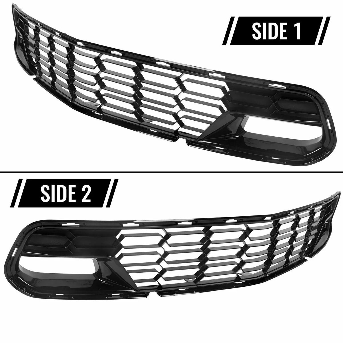 Kojem Front Lower Grille for 2014-2019 Chevrolet Corvette C7 All Models Z06 Style Bumper wrap Painted Glossy Black Plastic (W/O Front Camera Bracket)