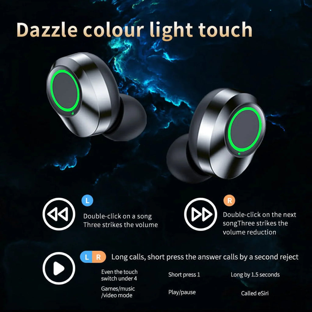 Wireless V5.3 LED Pro Earbuds suitable with your  Galaxy S22+/ 5G/Plus/Ultra IPX3 BlueTooth moisture & Sweatproof /Noise Reduction & Quad Mic(Black)