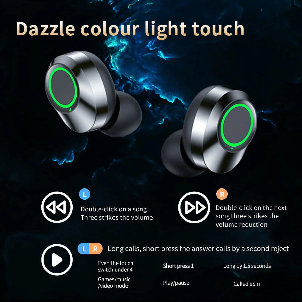 Wireless V5.3 LED Pro Earbuds suitable with your  Galaxy S22+/ 5G/Plus/Ultra IPX3 BlueTooth moisture & Sweatproof /Noise Reduction & Quad Mic(Black)