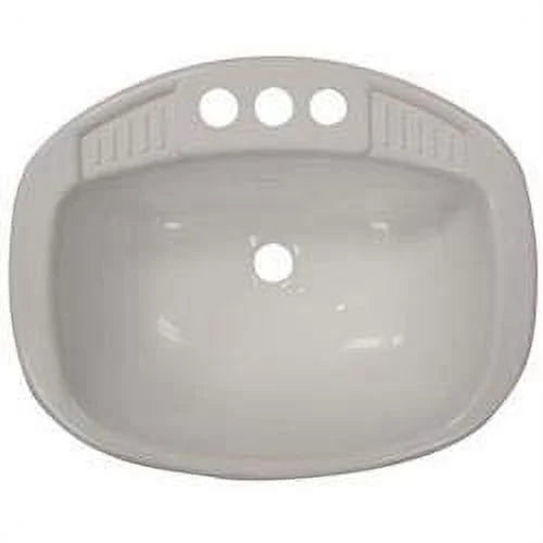 Poly Oval Lavatory Single RV Bathroom Sink, White. LaSalle Bristol 16270PWA 17 x 20 in