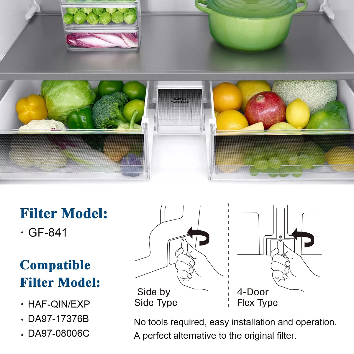 GLACIER FRESH DA97-17376B HAF-QIN Refrigerator Filtered liquid Filter Replacement for HAF-QIN/EXP, DA97-08006C, RF23M8070SG, RF23M8070SR, RF23M8090SG, RF23M8090SR (6Pack)