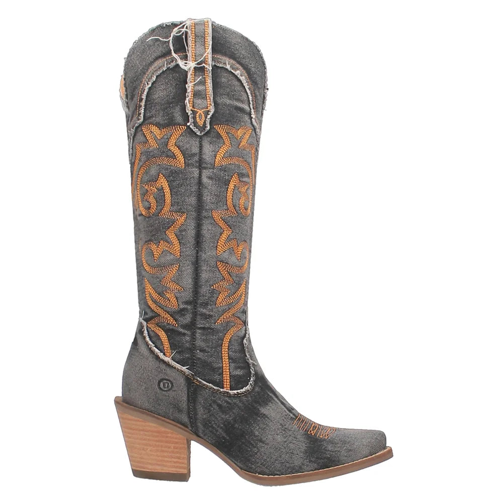 Dingo  Womens Texas Tornado Snip Toe   Casual Boots   Knee High Mid Heel 2-3"