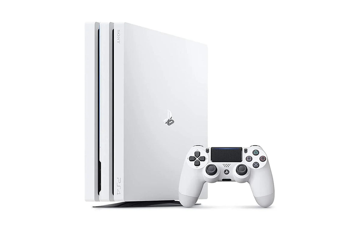 PlayStation 4 Pro 1TB White Gaming Console With 2 Controller + G9 Earbuds With Microphone BOLT AXTION Bundle Used