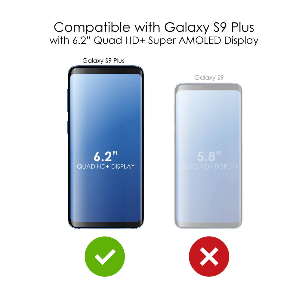 DistinctInk Clear Shockproof Hybrid Case for  Galaxy S9+ PLUS (6.2" Screen) - TPU Bumper, Acrylic Back, Tempered Glass Screen Protector - 2 Corinthians 5:7 - Walk By Faith When I Cannot See