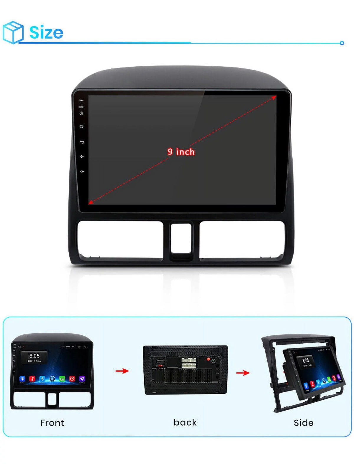 AWESAFE Car Stereo Radio for Honda CRV 2001 2002 2003 2004 2005 2006,2+32GB 9 Inch Touch Screen with Wireless Carplay Android Auto GPS Navigator Bluetooth WiFi FM Radio Mirror Link