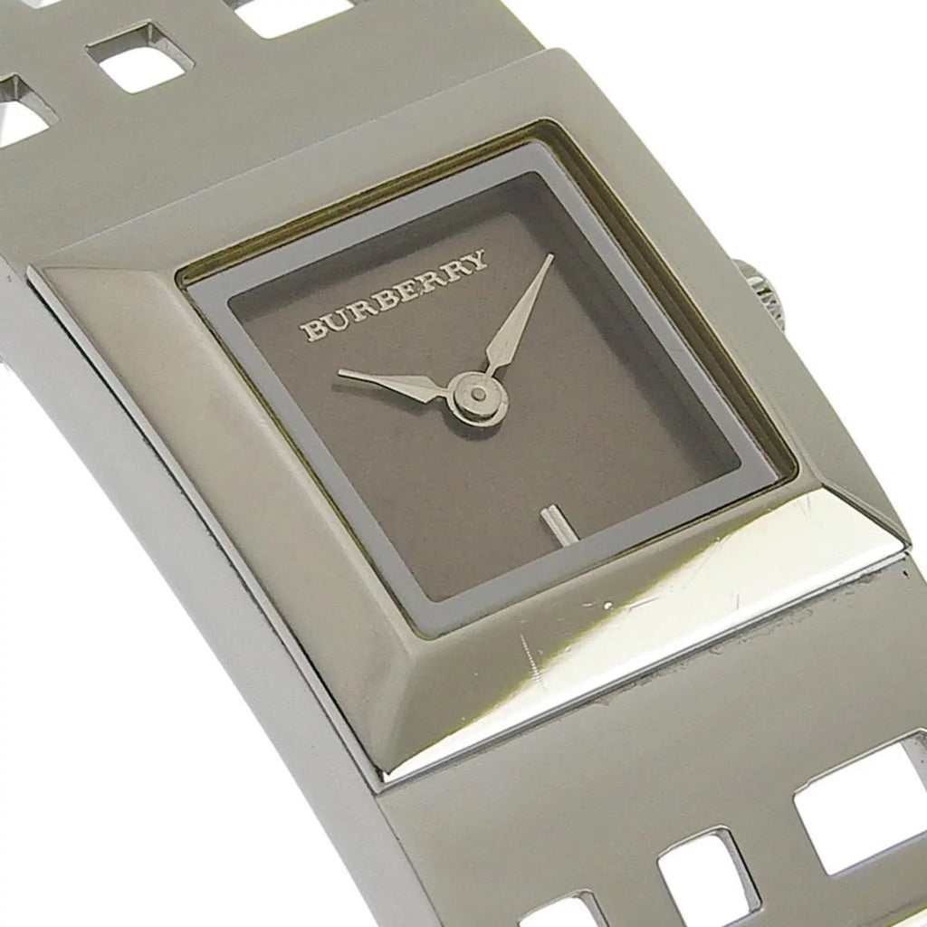 Pre-Owned BURBERRY Burberry Heritage Bangle Watch BU4701 Stainless Steel Silver Quartz Analog Display Ladies Brown Dial (Fair)