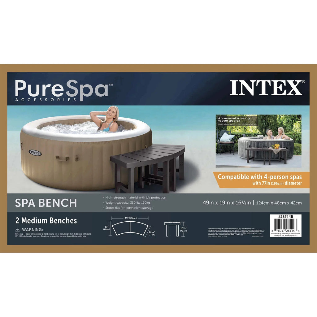Intex 2 Medium PureSpa Accessories Benches, appropriate w/ 4 Person Spas