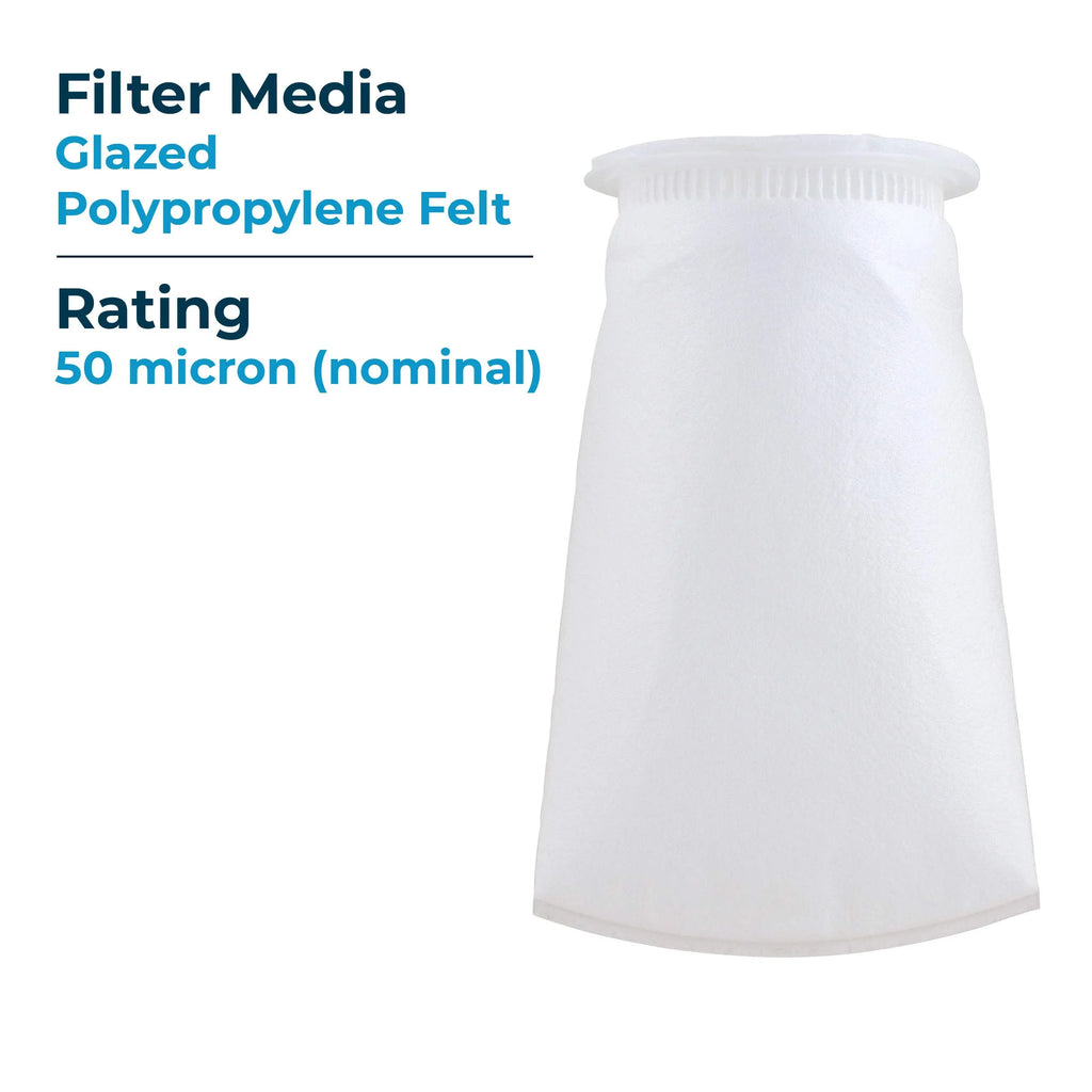 SpiroPure SP-BP-410-50 50 Micron #3 (10”) Glazed Polypropylene Felt Liquid Bag Filter BP-410-50 155391-03 (Case of 40)