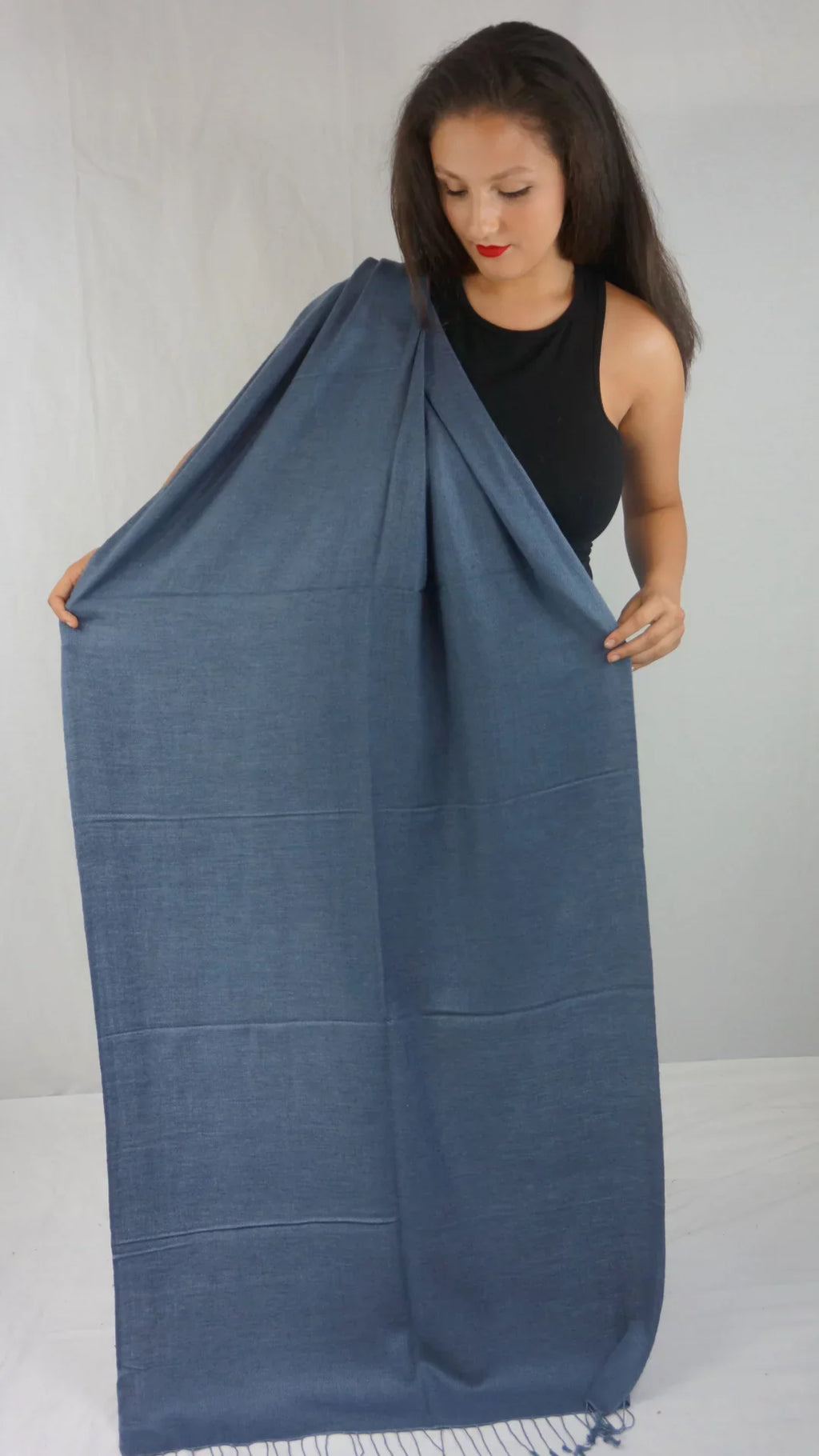 Shawl/Shawls/Scarf/Scarves/Wrap/Stole/Muffler/Cape/Ruana/Blanket/Throw/Pashmina Shawl/Cashmere Scarf/Wool/Silk (Slate Grey Regular Shawl)