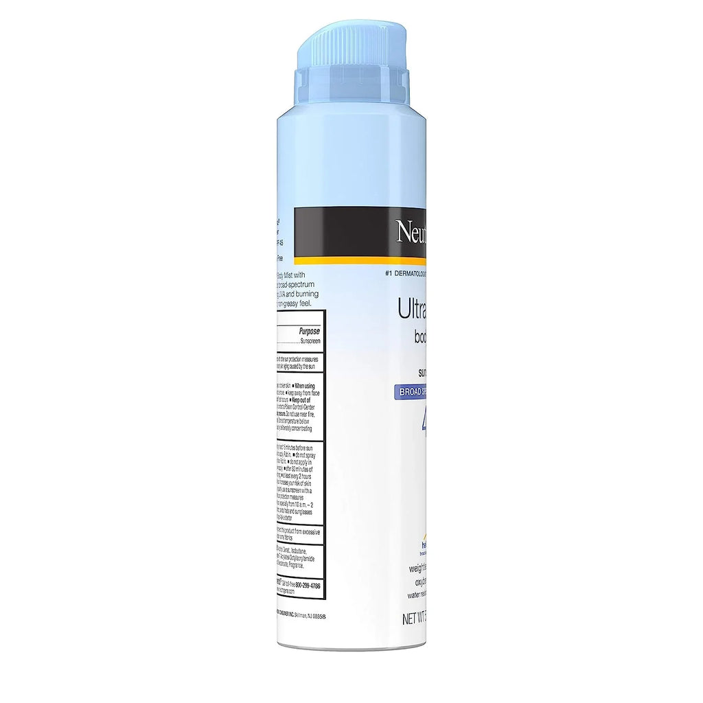Neutrogena Ultra Sheer SPF 45 Body Mist Full Reach Spray, 5 Ounce