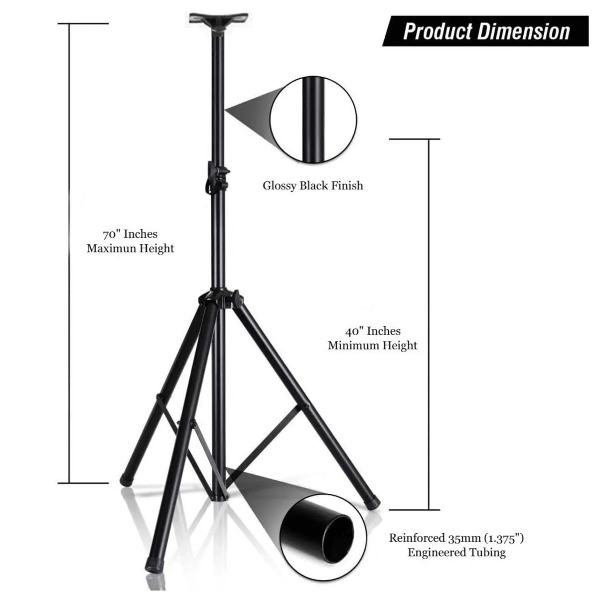Norcent Universal PA Speaker Stand NSS-700 Mount Holder Heavy Duty Up To 120 Lbs