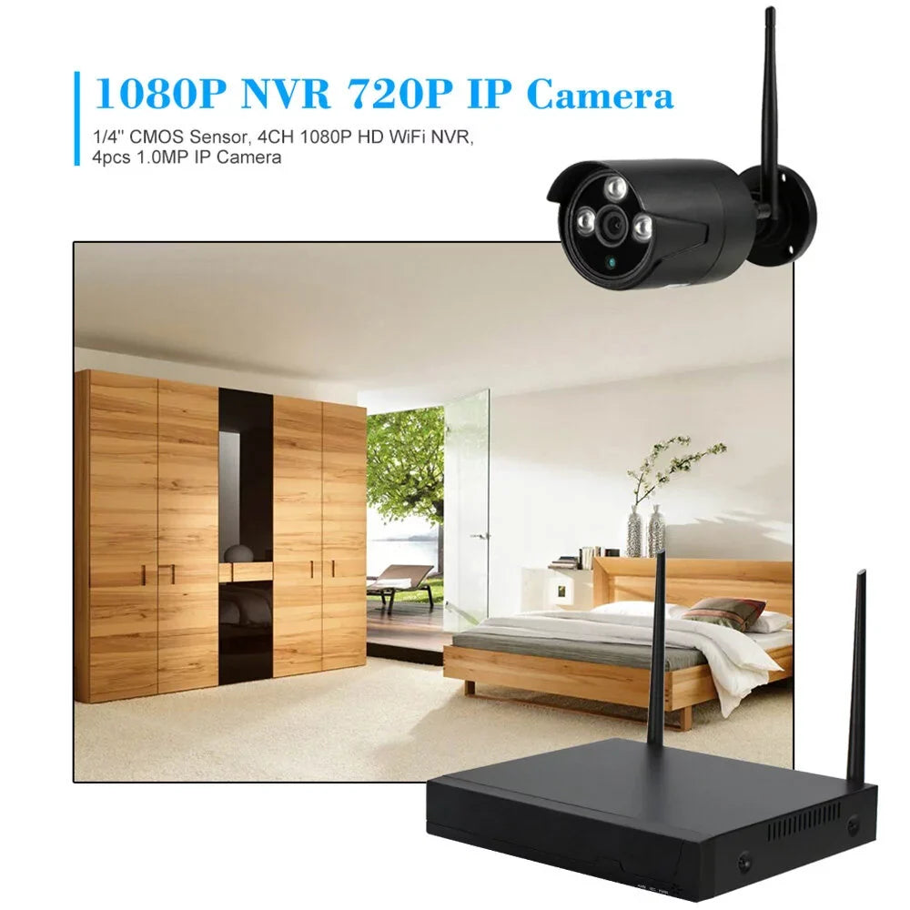 Dadypet 4CH 1080P WiFi NVR Kit with 4pcs Wireless IP Camera for CCTV System