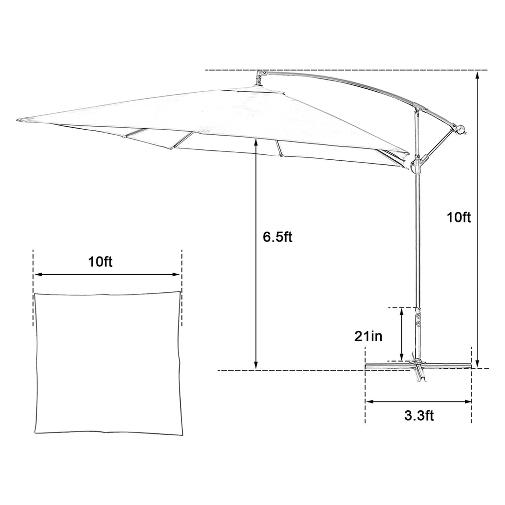 KARMAS PRODUCT 10 FT Patio Offset Umbrella Hanging Outdoor Umbrellas Easy Tilt Adjust Polyester for Backyard, Poolside, Lawn and Garden, Green