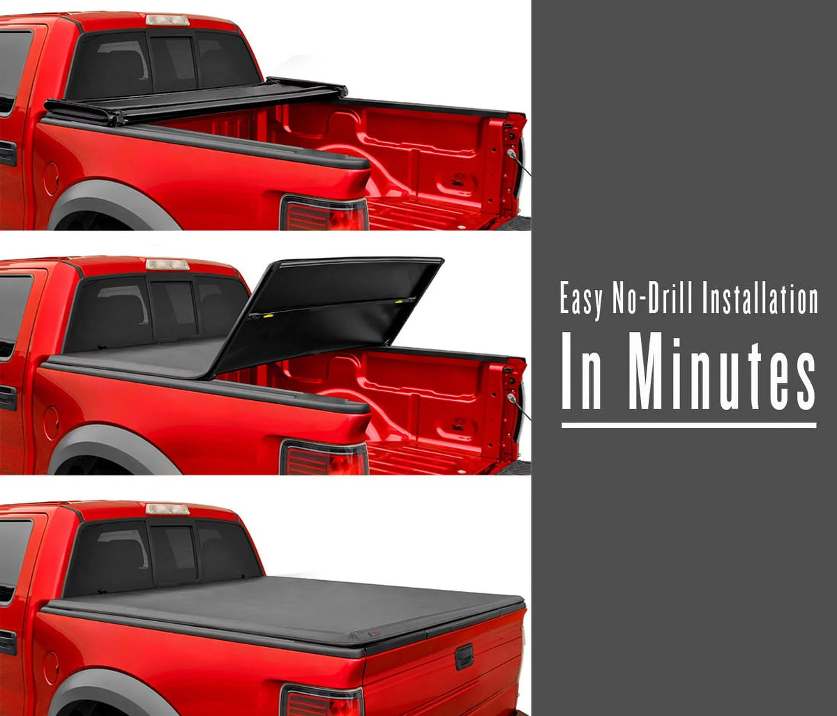 MaxMate Soft Tri-fold Truck Bed Tonneau shield matching with 2017-2024 Honda Ridgeline | 5'4" (64") Bed | TCH371065