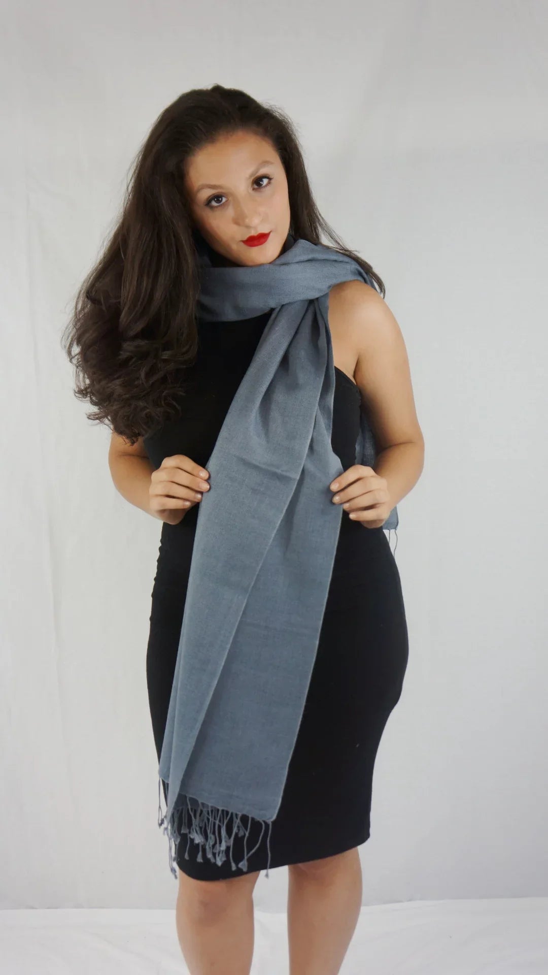 Shawl/Shawls/Scarf/Scarves/Wrap/Stole/Muffler/Cape/Ruana/Blanket/Throw/Pashmina Shawl/Cashmere Scarf/Wool/Silk (Slate Grey Regular Shawl)