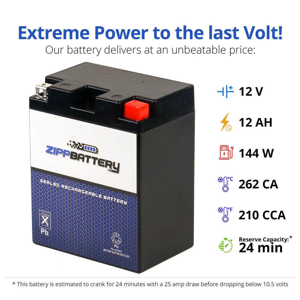 Zipp Battery YTX14AHL-BS (14AHL-BS 12 Volt,12 Ah, 210 CCA) Motorcycle Battery for Suzuki 750cc Gsx-r750 1989