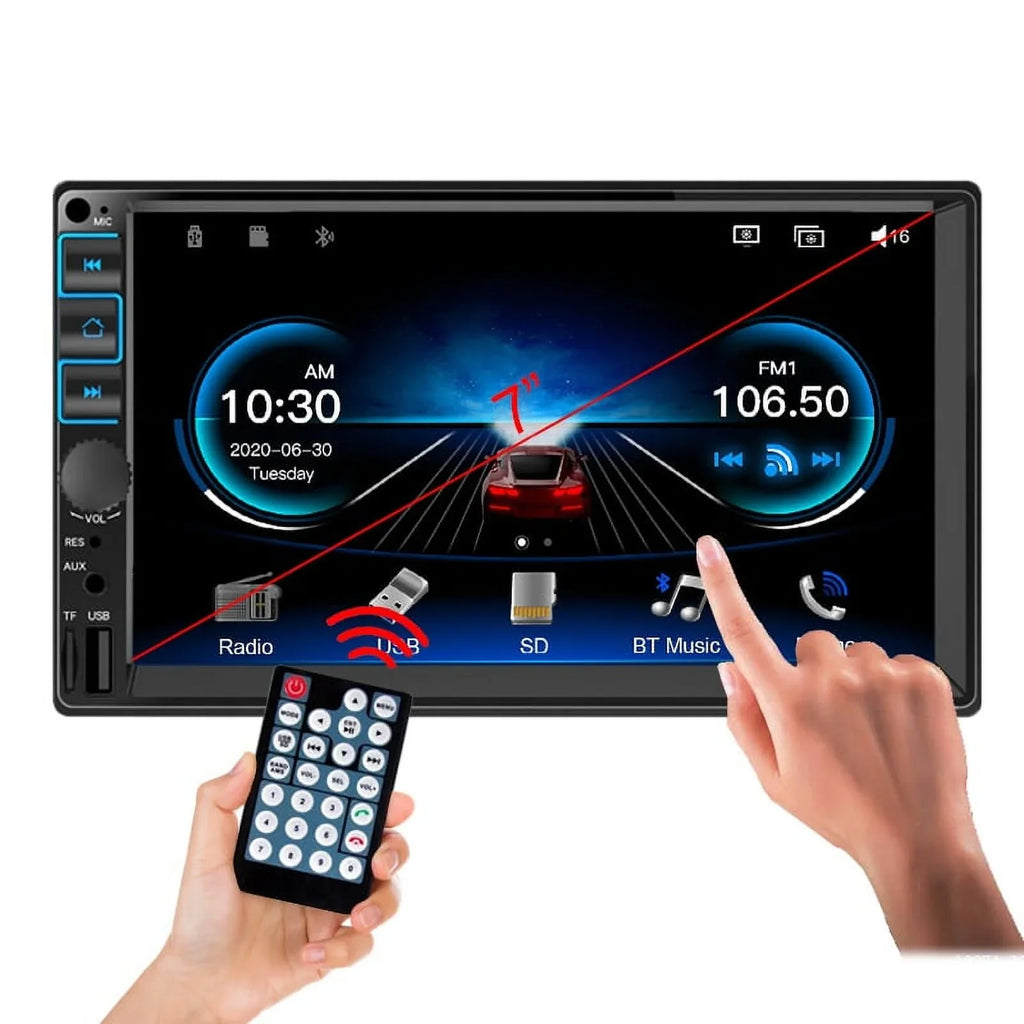 Car Radio 7'' 2 Din Stereo Receiver Bluetooth, Microphone, Mirror Link, Display, GPS, Touch Screen Support  Carplay , Android Auto