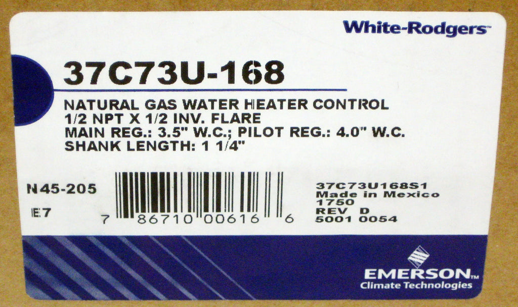 White Rodgers B800264 Up to 75, 000 BTU 37C73U-168 Universal moisture Heater Gas Valve