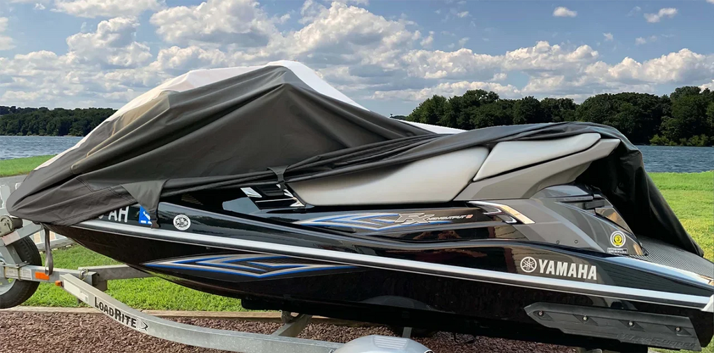 SUPER HEAVY-DUTY PWC 600D JET SKI wrap suitable for Sea Doo Sea-Doo Bombardier GTI / SE 155 2011-2017 Jet Ski Trailerable protector Black/Grey