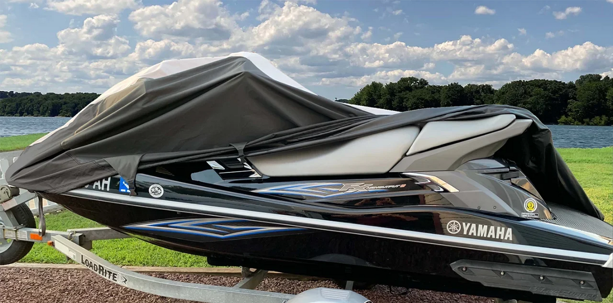 SUPER HEAVY-DUTY PWC 600D JET SKI wrap suitable for Sea Doo Sea-Doo Bombardier GTI / SE 155 2011-2017 Jet Ski Trailerable protector Black/Grey