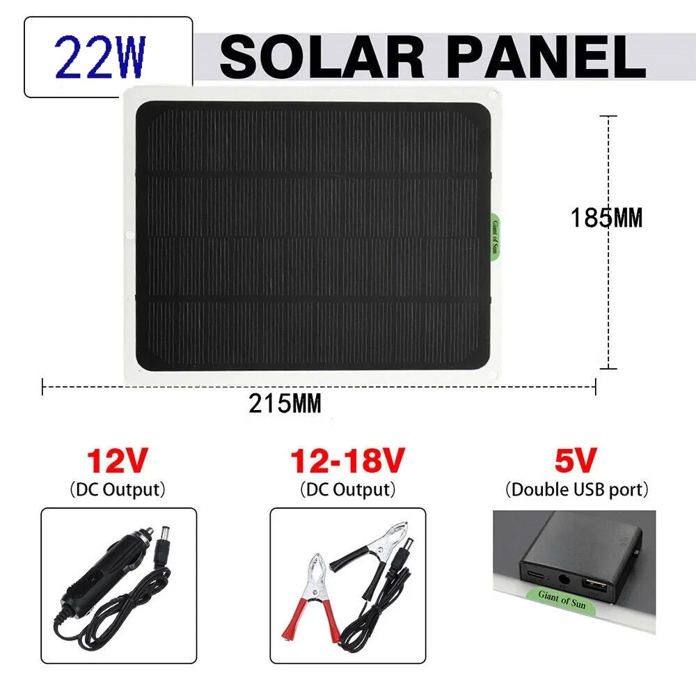 MDHAND 22W 12V Portable Solar Battery Charger & Maintainer - Solar Panel-Built - in Intelligent Charge Controller-Solar Powered Charger for Automobile Car RV, etc…