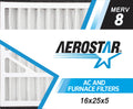 Aerostar 16x25x5 MERV  8, Air Bear Replacement Pleated Air Filter, 16x25x5, Box of 2