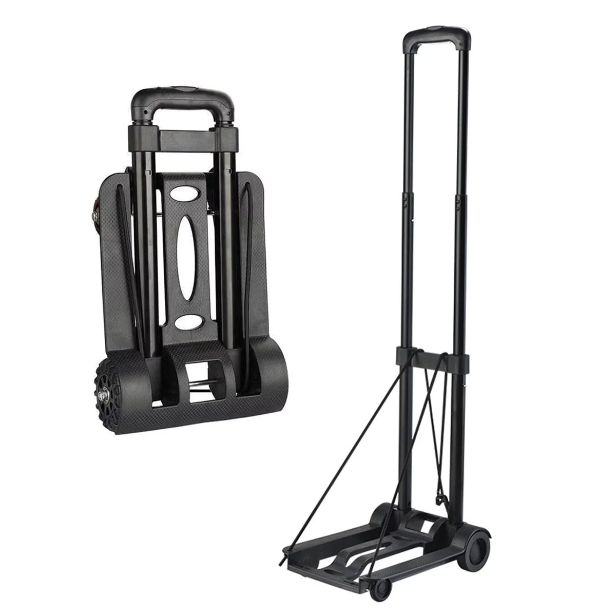 Black. siisll Big Capacity Heavy Duty Folding Hand Truck Luggage Cart for Moving Lightweight Utility Cart for Luggage Folding Cart with Wheels Collapsible Platform Cart for Home, Office and Travel Use