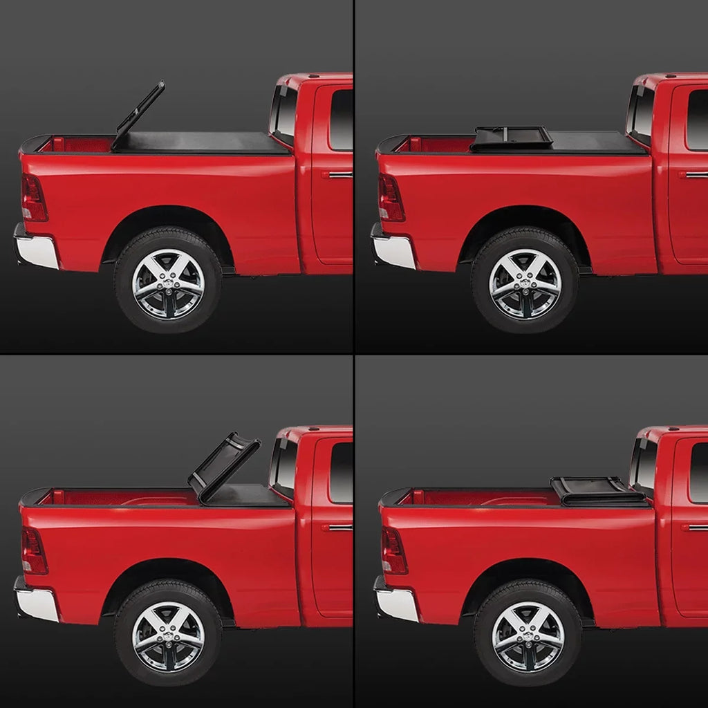 DNA Motoring TTC-TRISOFT-042 For 2004 to 2012 Chevy Colorado GMC Canyon 5'3" Fleetside Bed Tri-Fold Adjustable Soft Trunk Tonneau wrap 05 06 07 08 09 10 11