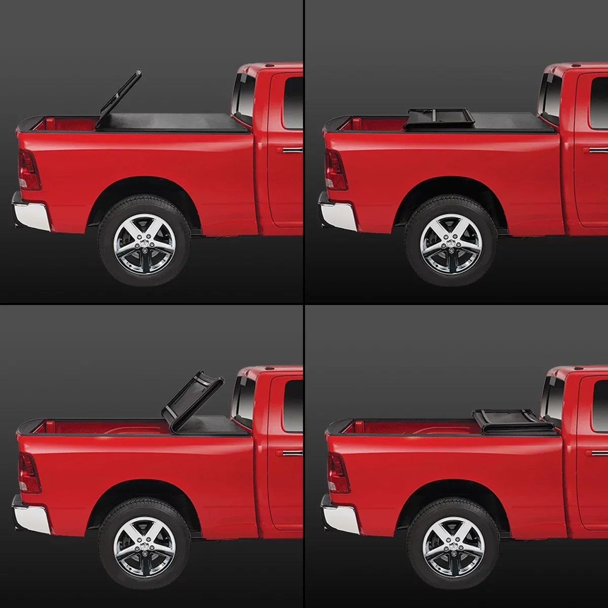 DNA Motoring TTC-TRISOFT-042 For 2004 to 2012 Chevy Colorado GMC Canyon 5'3" Fleetside Bed Tri-Fold Adjustable Soft Trunk Tonneau wrap 05 06 07 08 09 10 11