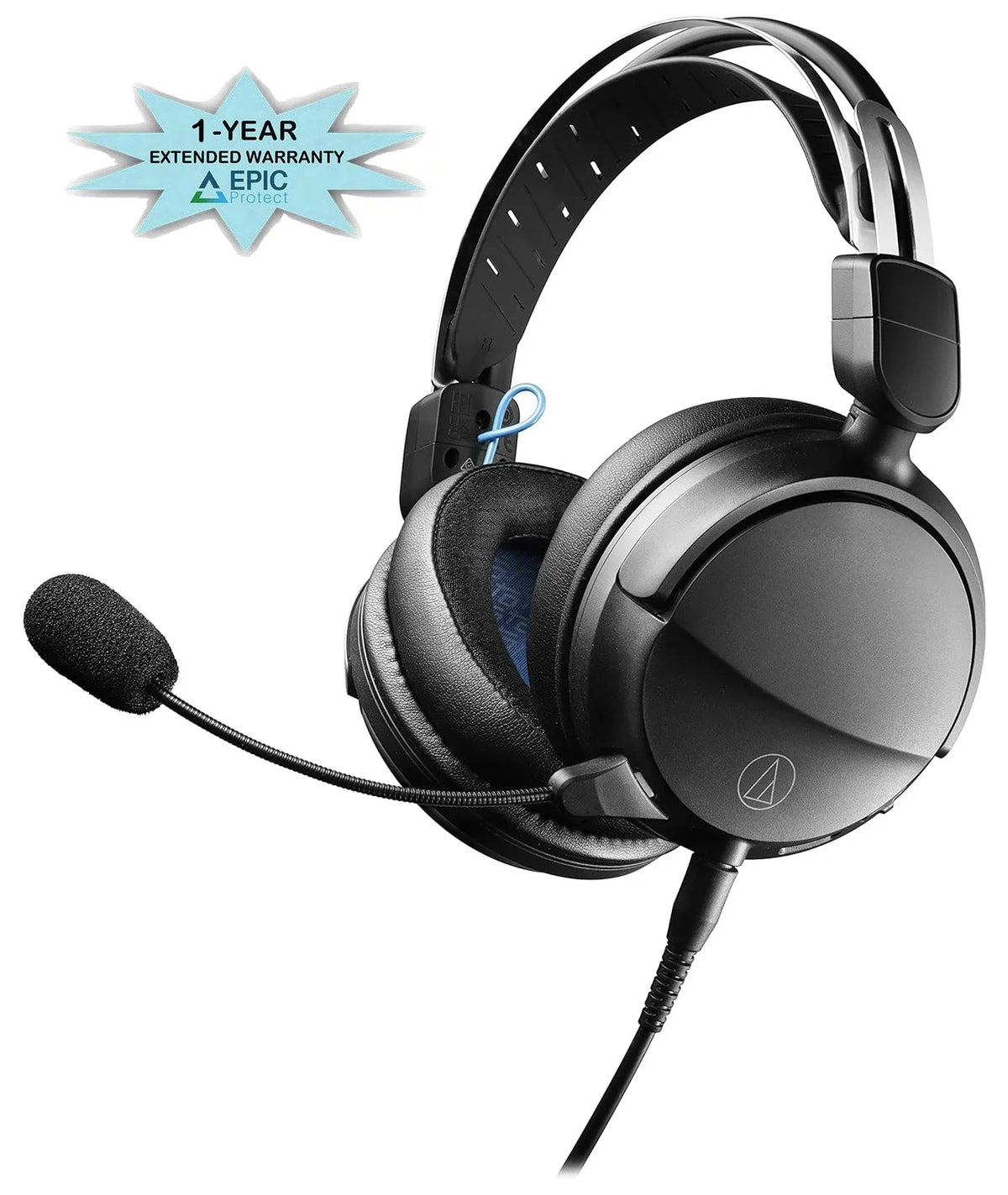 Audio Technica ATH-GL3BK Closed-Back Wired Gaming Headset - Black/Blue with an Additional 1 Year Coverage by Epic Protect (2022)
