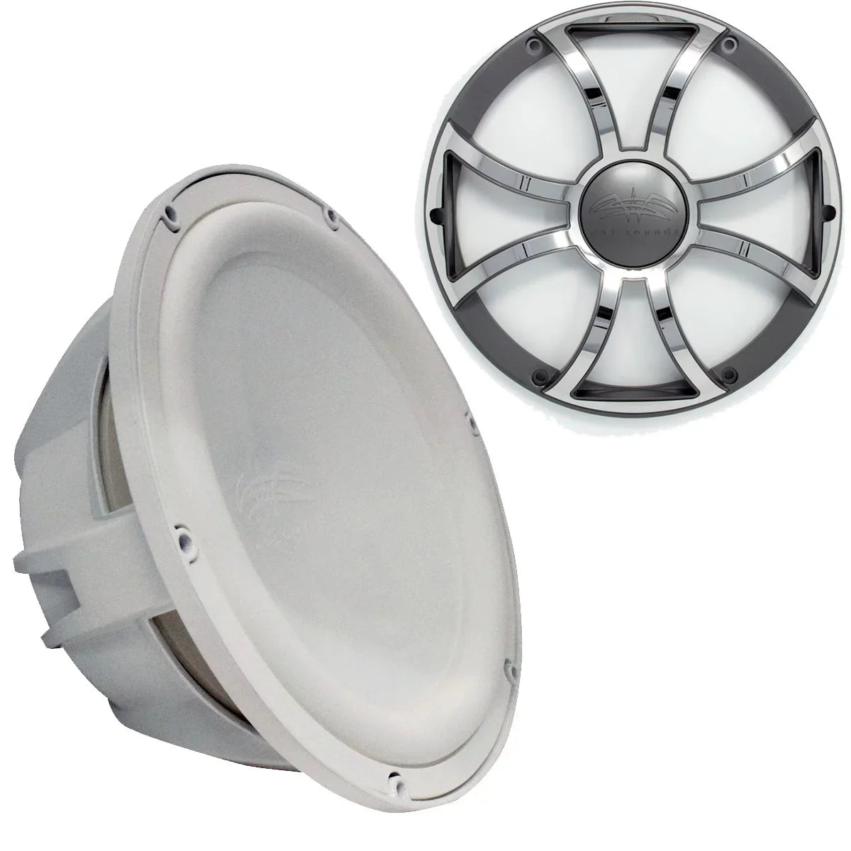 Wet Sounds Revo 12" Subwoofer & Grill - White Subwoofer & Gunmetal Stainless Steel Grill - 4 Ohm