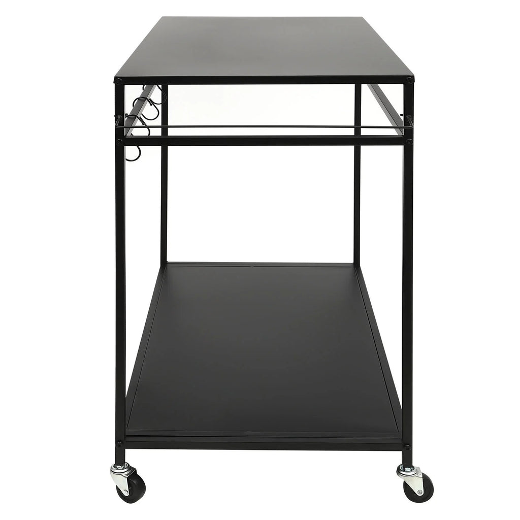 Outdoor Cook Station Table 2-Tier Shelf Food Prep BBQ Grill Serving Cart Movable Rack