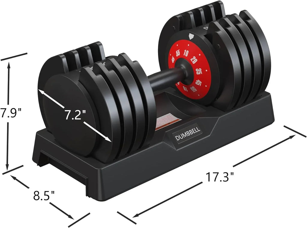 Soges Adjustable Dumbbells, 55lb Dumbbell with Anti-Slip Metal Handle, 5-in-1 Adjustable Free Weight Dumbbell, Home Gym Workout Equipment for Full Body Workout Fitness