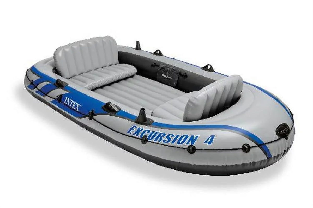 Intex Excursion Inflatable Rafting Fishing 4 Person ship w/ Oars & Pump (3 Pack)