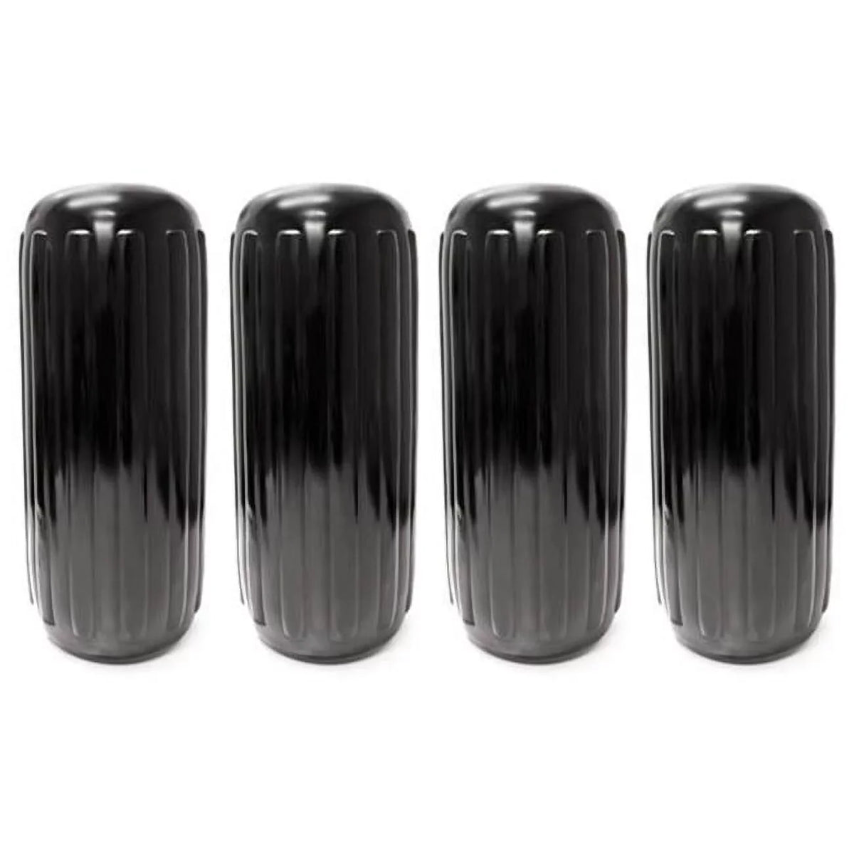 Center Hole Ribbed vessel Pontoon Fender, Black - 4 Piece. 10 x 28 in
