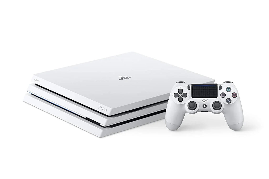 PlayStation 4 Pro 1TB White Gaming Console With 2 Controller + G9 Earbuds With Microphone BOLT AXTION Bundle Used
