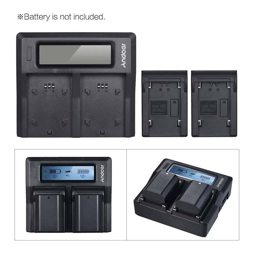 Andoer LCD Dual Channel Camera Battery NP-FZ100 Replacement for  A7III A9 A7RIII A7SIII Models