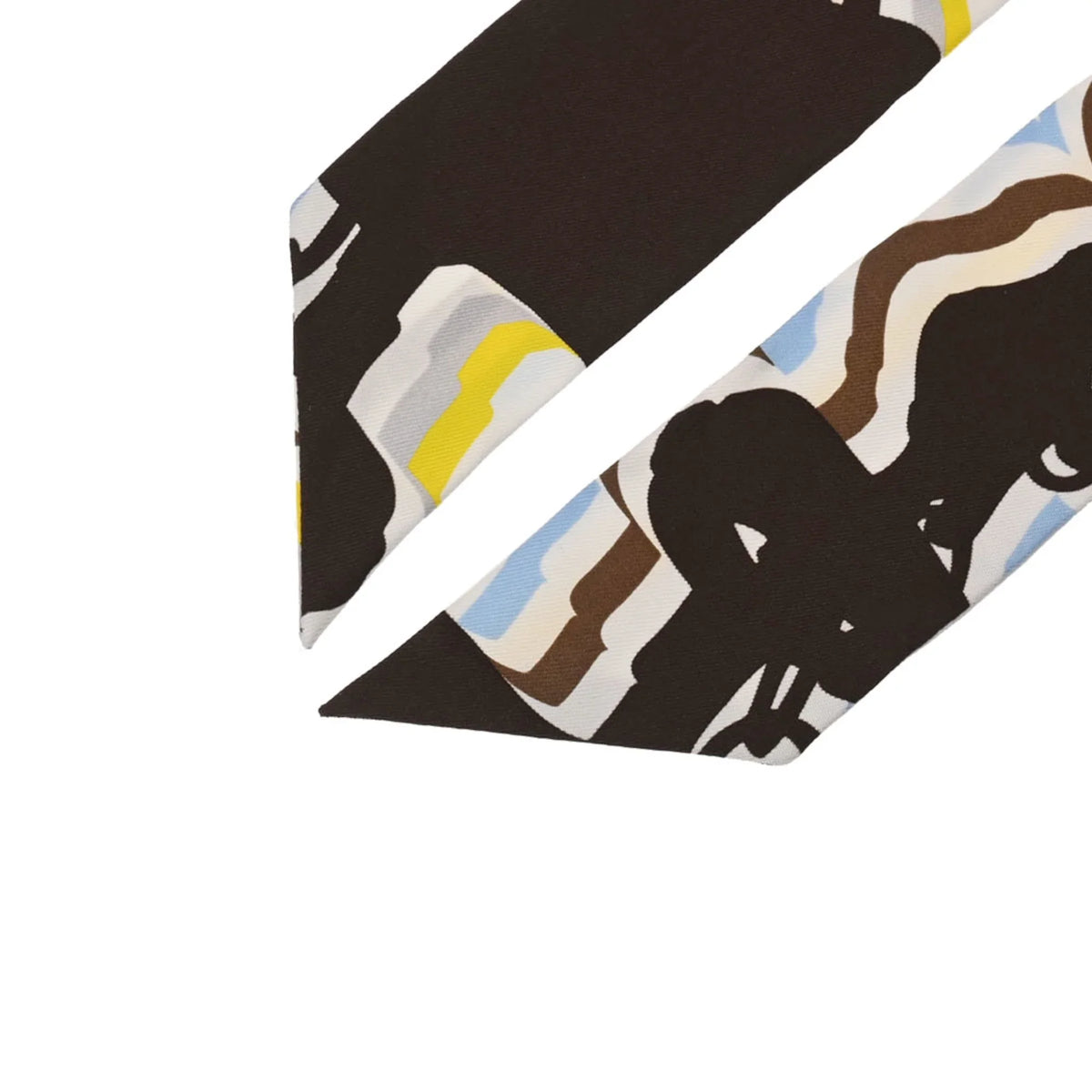 Pre-Owned HERMES Twilly BRIDES DE GALA White/Brown - Women's 100% Silk Scarf Muffler (Good)