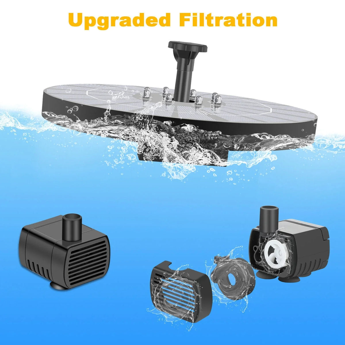 Solar Power moisture Fountain Pump Bird Bath 6LED Floating Pond Pool Outdoor Garden