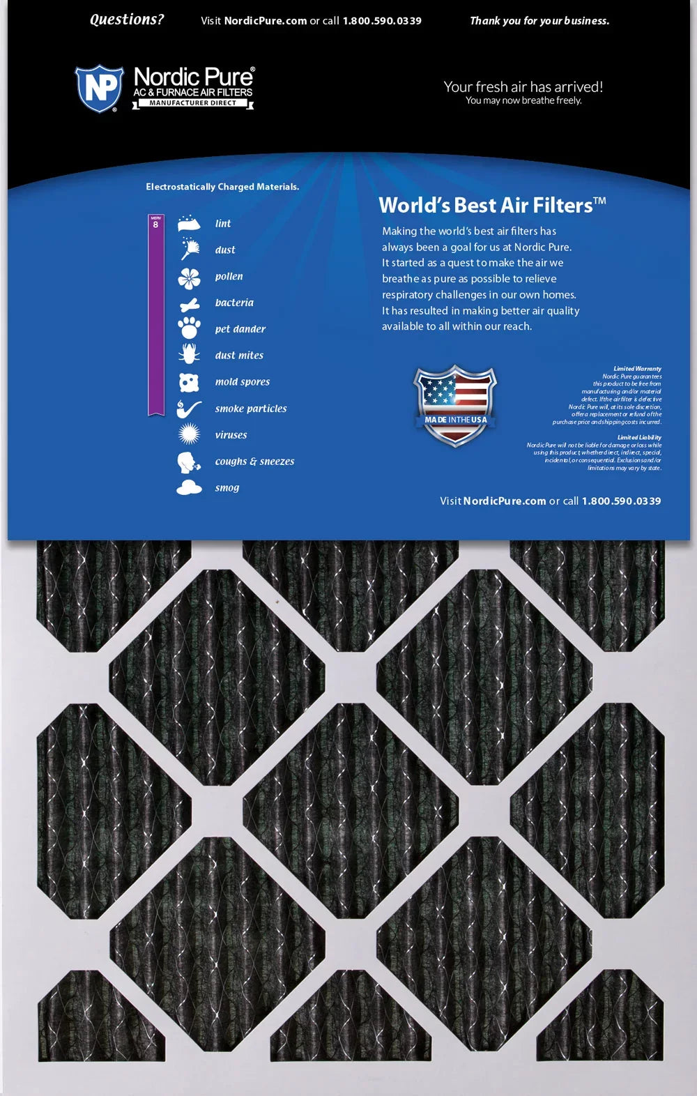 14x25x1 (13_1/2x24_1/2) Furnace Air Filters MERV 8 Pleated Plus Carbon 12 Pack