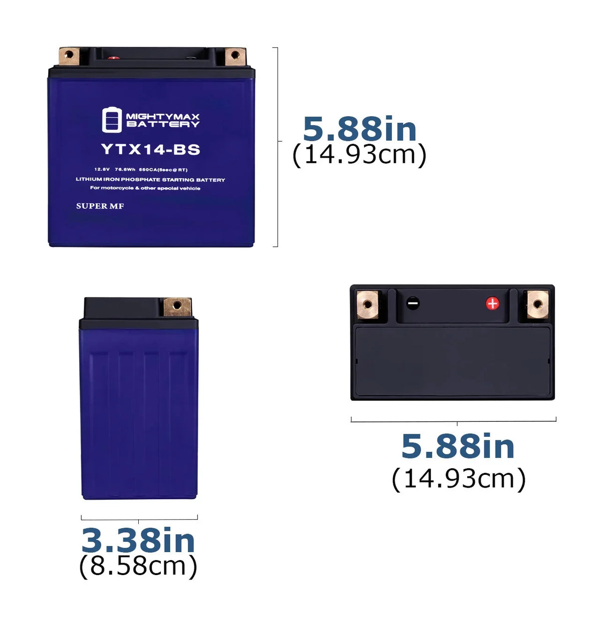 YTX14-BS Lithium Replacement Battery matching with Moto Guzzi 750 V7 III Dark 18