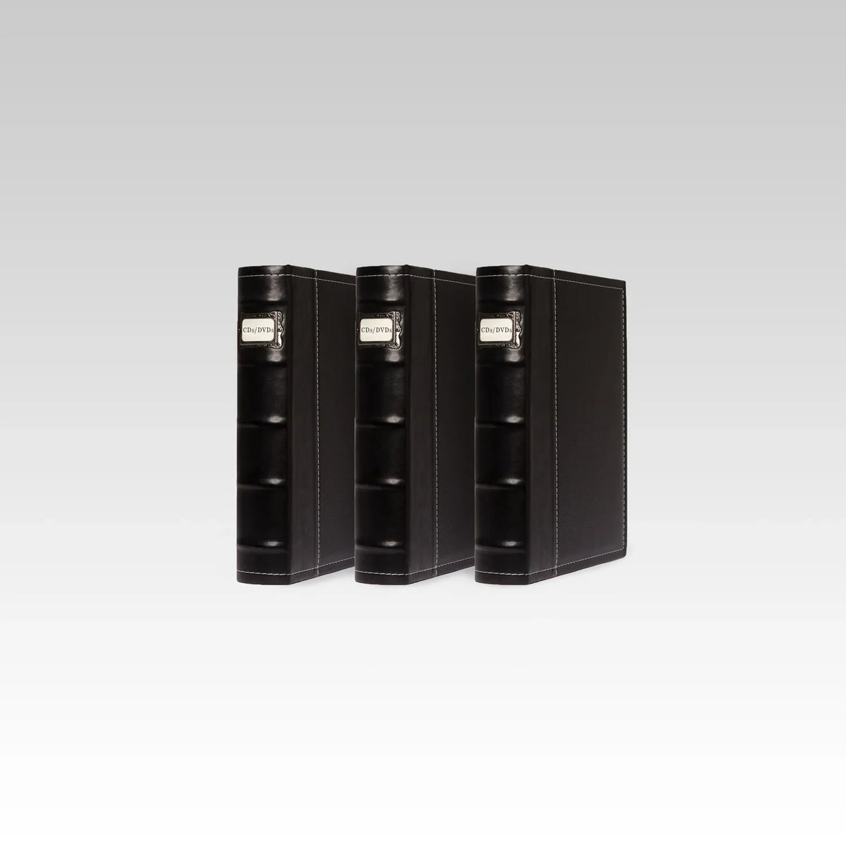 Bellagio-Italia CD/DVD Storage Binder - Black - Leather - 144-Disc Capacity - Storage Organizer for DVDs, CDs, Blu Rays, & Video Games - Acid-Free Binder Organizer Sheets - 3 Pack