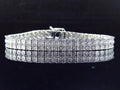 2 Row Diamond 8 Inch Bracelet Plated in White Gold