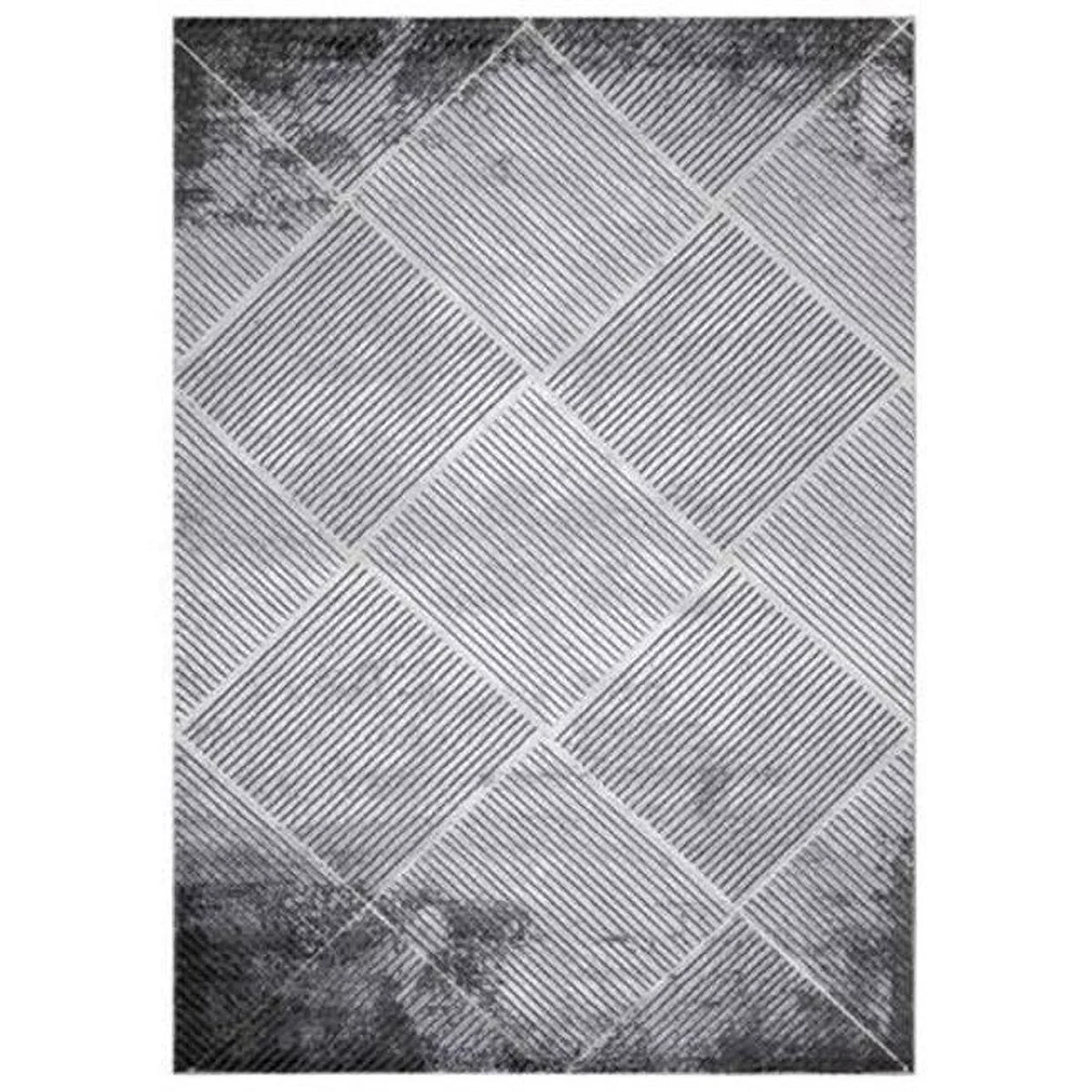 Brighton Matrix Geometric Rectangle Area Rug, Gray. Concord Global Trading 80434 3 x 5 ft