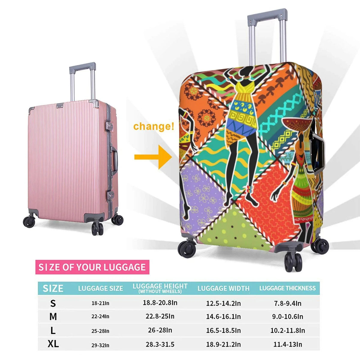 Kll Dancing African Womans Luggage protector Suitcase protector Suitcase Protector-