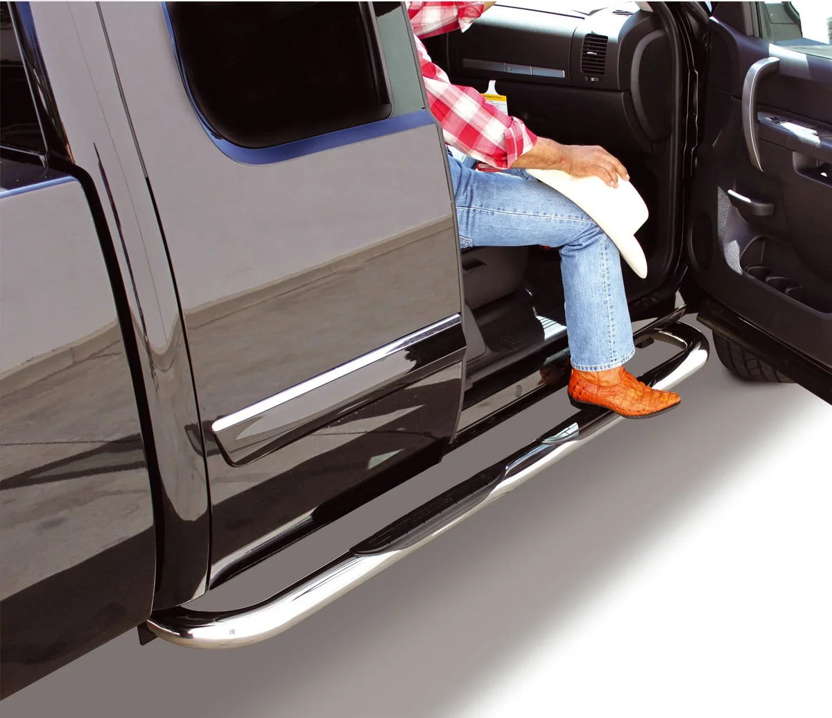 Go Rhino 4148PS 4000 Series Side Steps with Mounting Brackets Kit - Polished Stainless Steel For  97 F-250 HD,  83-96 F-250,  83-97 F-350 (Crew Cab Pickup)