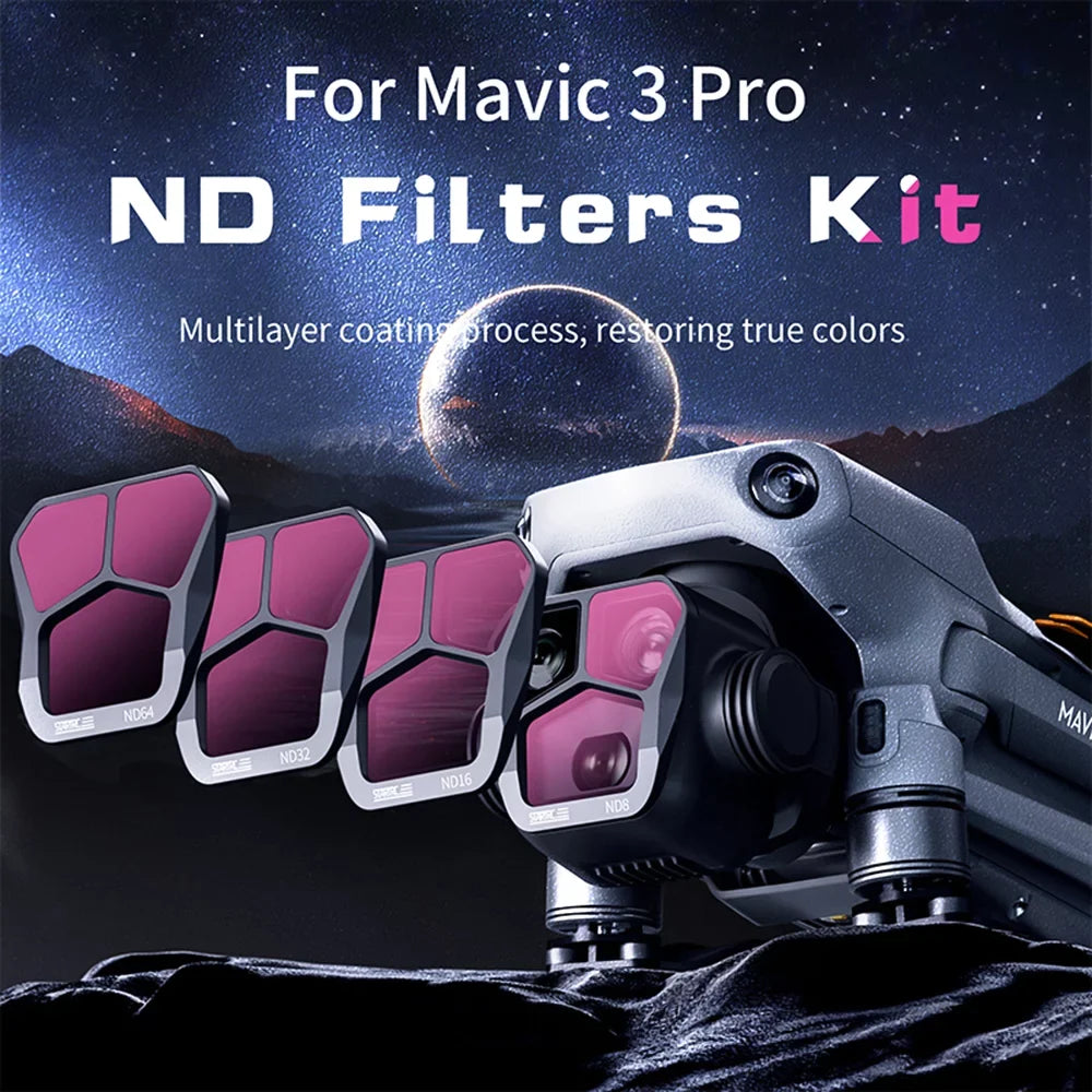 Docooler  4-Pack  Filters ND8ND16ND32ND64 Lens Filter Aluminum Material AGC Optical Glass Waterproof Scratch-protected -reflective Coatings matching with  Mavic 3 Pro