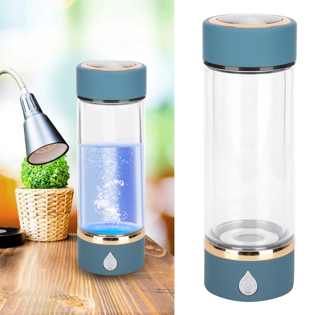 Hydrogen liquid Bottle Generator USB Portable Hydrogen aqua Maker Machine 380ml Blue