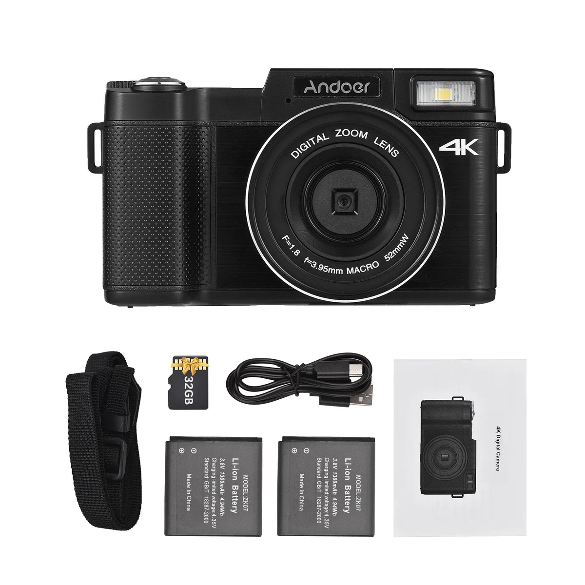 Andoer-2 Digital camera,TFT Rotatable Screen Rotatable Screen 48MP  16X Support 3.0-inch TFT Rotatable 2pcs Batteries Screen 48MP 4K Camera 3.0-inch TFT Portable Camera 3.0-inch 48MP 4K  dsfen