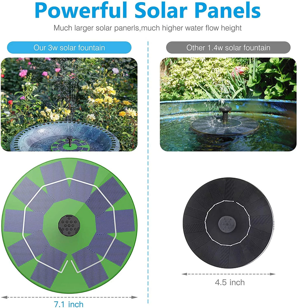 AISITIN 3W Solar Fountain Pump Solar aqua Pump, Floating Fountain Built-in 1200mAh Battery, with 6 Nozzles, for Bird Bath, Fish Tank, Pond or Garden Decoration Solar Aerator Pump (Green)